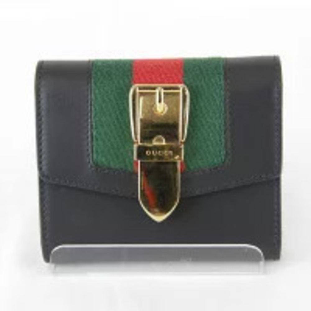 Gucci Sylvie Web Tri fold Wallet Compact